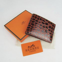 Cheap Replica Hermes Deep-Coffee Crocodile Veins Bi-Fold Wallet H014